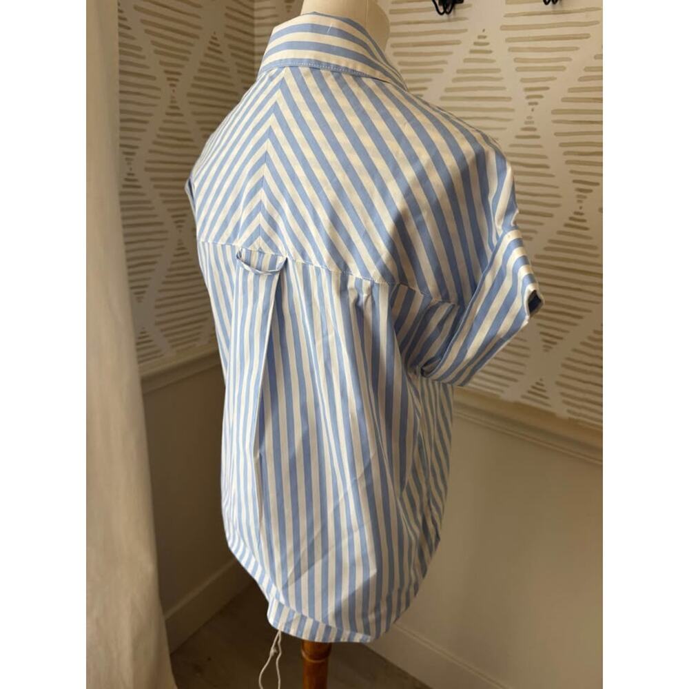 Casa Cabana Women’s XS Blue & White Stripe Short Sleeve Button Up Shirt - Picture 6 of 8